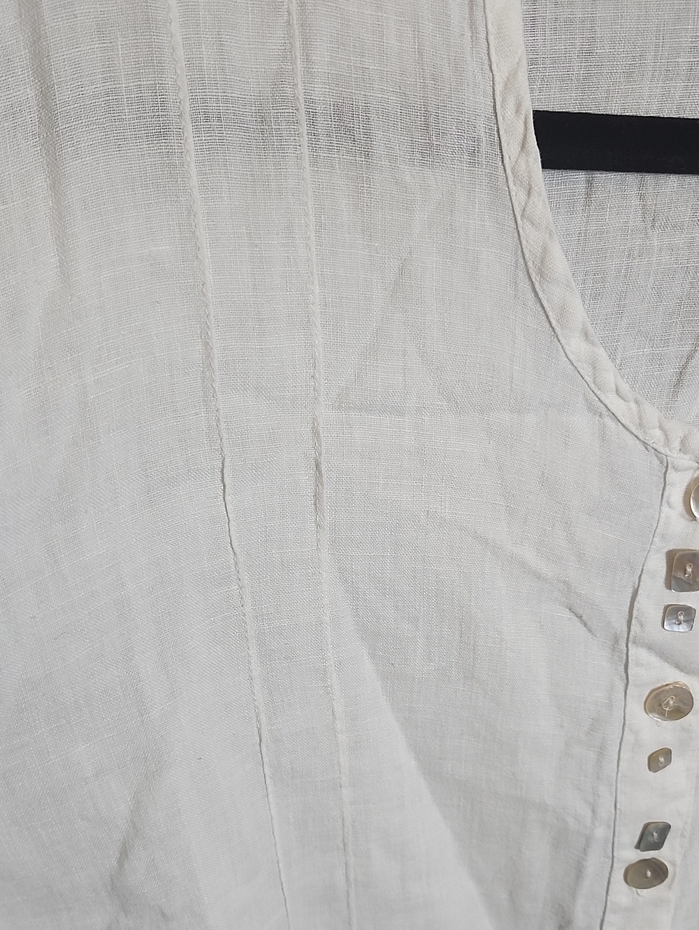 Flax Linen Button Down Tunic In White - Picture 4 of 7